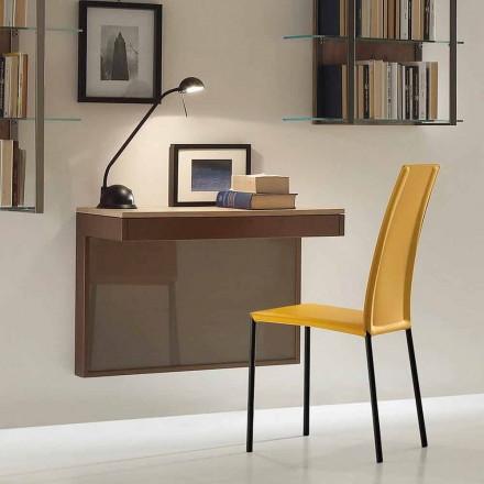 Wall Desk in Melamine and Metal with Drawer Made in Italy - Silicon Viadurini