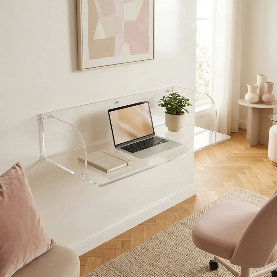 Otilia Plexiglass Wall Desk with a Minimalist Design Made in Italy Viadurini