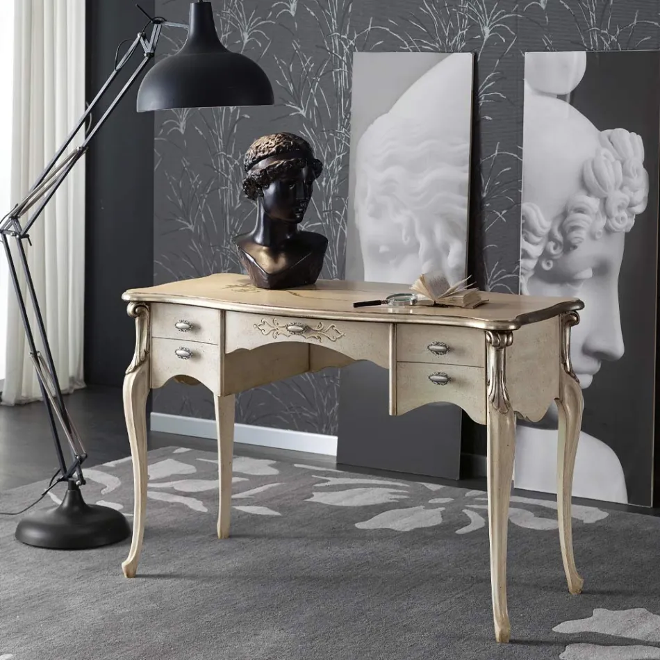 Luxury Wooden 5 Drawer Living Room Desk Made in Italy - Caligola Viadurini