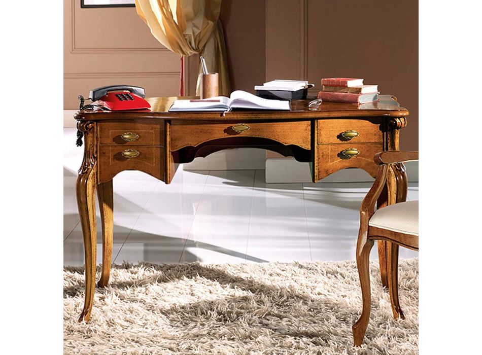 Luxury Wooden 5 Drawer Living Room Desk Made in Italy - Caligola Viadurini
