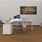 Angular Office Desk in Melamine Wood 2 Finishes - Analuisa Viadurini