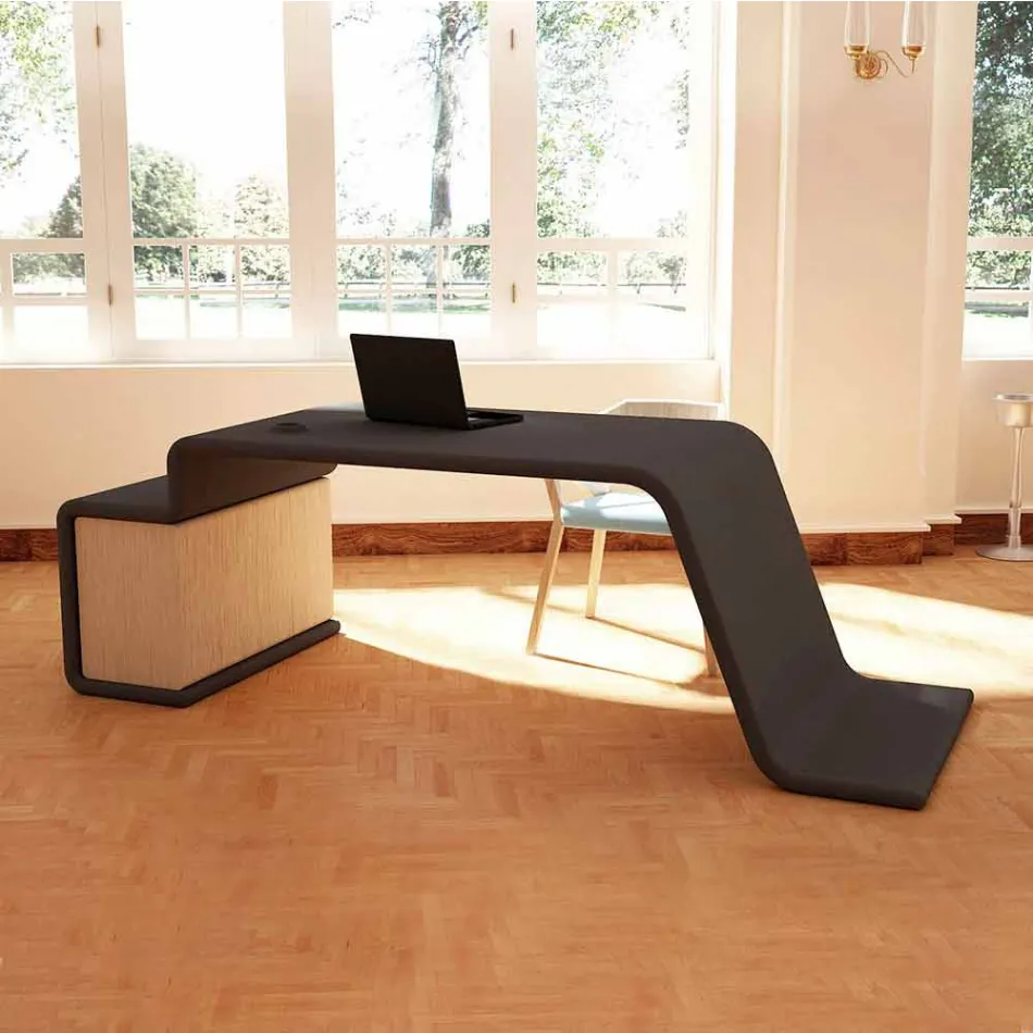 Office desk with wooden chest of drawers made in Italy, Terralba Viadurini