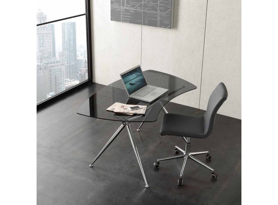 Office Desk in Crystal with Chrome Structure Made in Italy - Xenon Viadurini