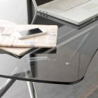 Office Desk in Crystal with Chrome Structure Made in Italy - Xenon Viadurini