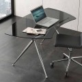 Office Desk in Crystal with Chrome Structure Made in Italy - Xenon