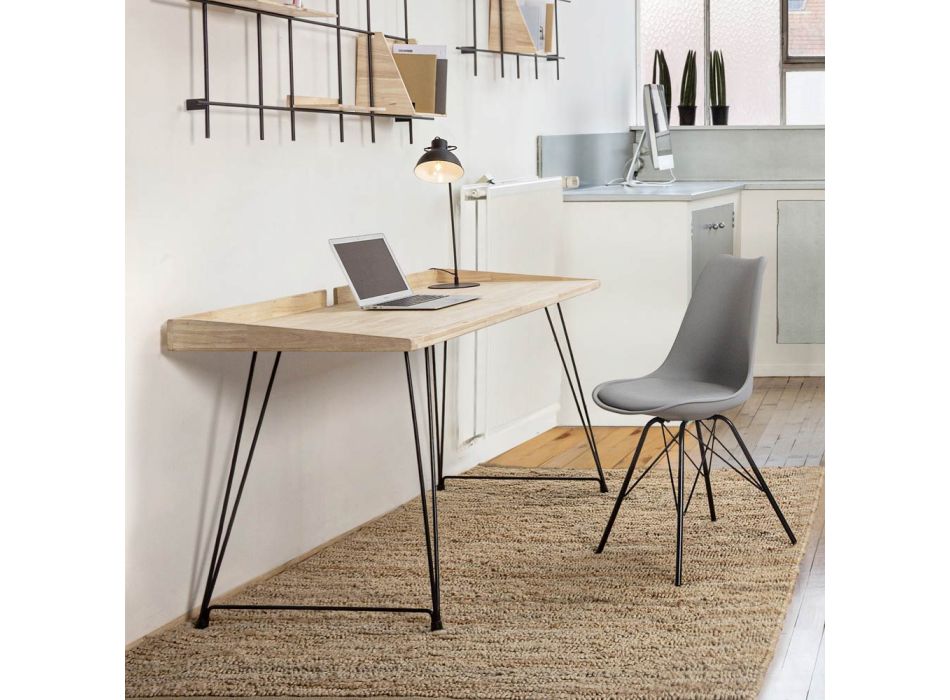 Design Desk in Steel and Wood Top Insudtrial Style - Secretary Viadurini