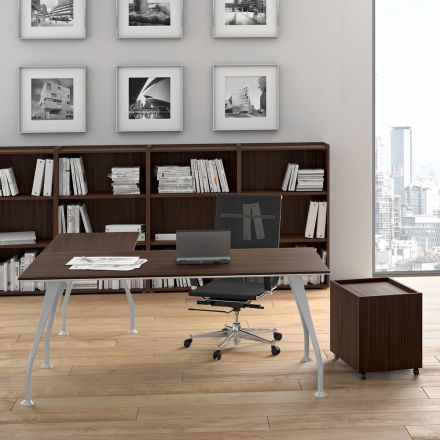 Executive desk in dark oak melamine - Serio Viadurini