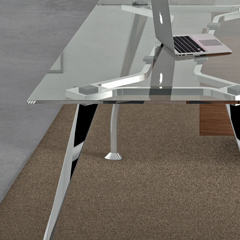 Glass executive desk with integrated cabinet - Serio Viadurini