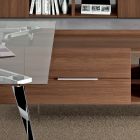 Glass executive desk with integrated cabinet - Serio Viadurini