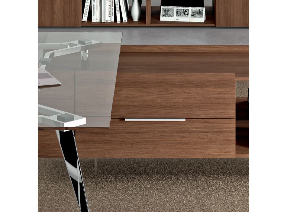 Glass executive desk with integrated cabinet - Serio Viadurini
