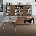 Glass executive desk with integrated cabinet - Serio