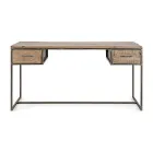 Homemotion Steel and Acacia Wood Desk with 2 Drawers - Benver Viadurini