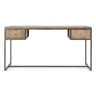 Homemotion Steel and Acacia Wood Desk with 2 Drawers - Benver Viadurini