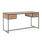 Homemotion Steel and Acacia Wood Desk with 2 Drawers - Benver Viadurini
