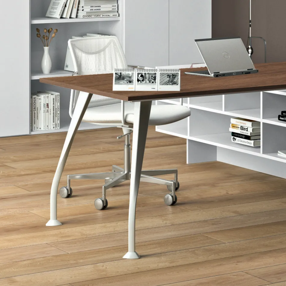 Melamine desk with open cabinet - Serio Viadurini