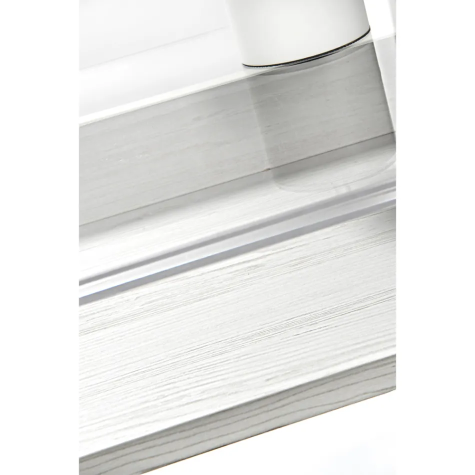 Transparent Plexiglass Desk with Design Wood Shelf - Carducci Viadurini