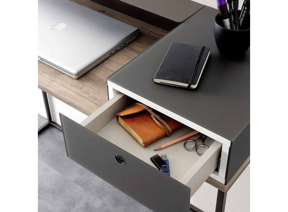 Modern Desk in Metal and Melamine with Drawer Made in Italy - Iridio Viadurini