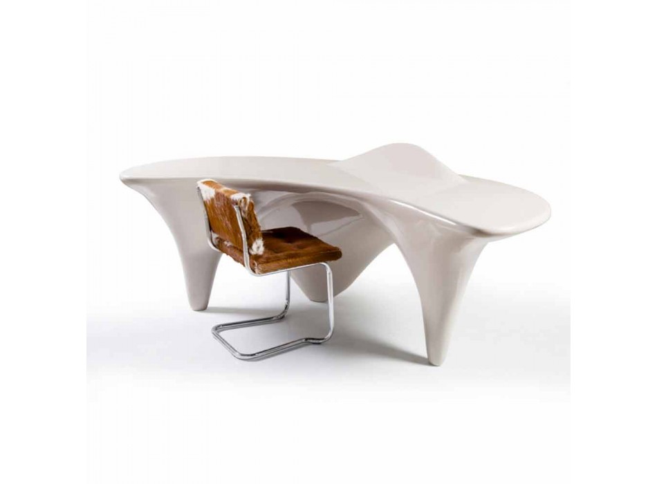 Contemporary design office desk Sinuous, handmade in Italy Viadurini