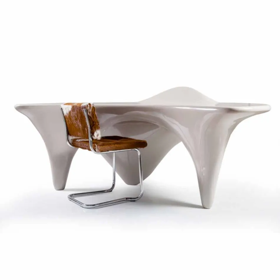 Contemporary design office desk Sinuous, handmade in Italy Viadurini