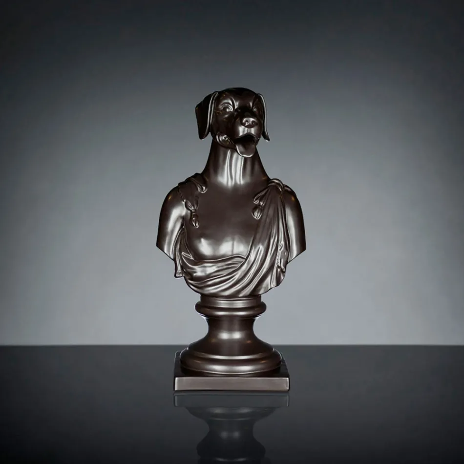 Black artisan ceramic sculpture 100% Made in Italy Fabas 2 Viadurini