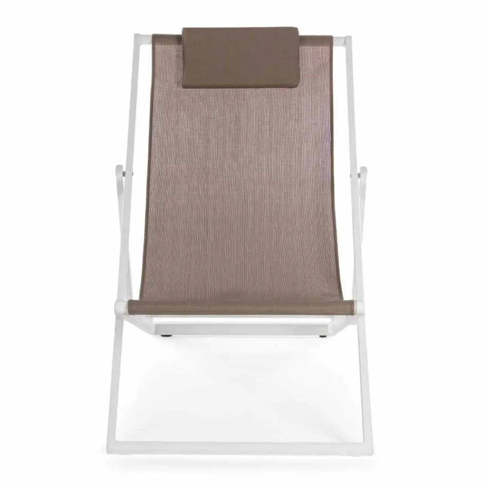 Outdoor Deckchair in Aluminum with Seat in Textilene, 4 Pieces - Kailua Viadurini