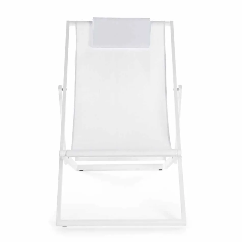 Outdoor Deckchair in Aluminum with Seat in Textilene, 4 Pieces - Kailua Viadurini