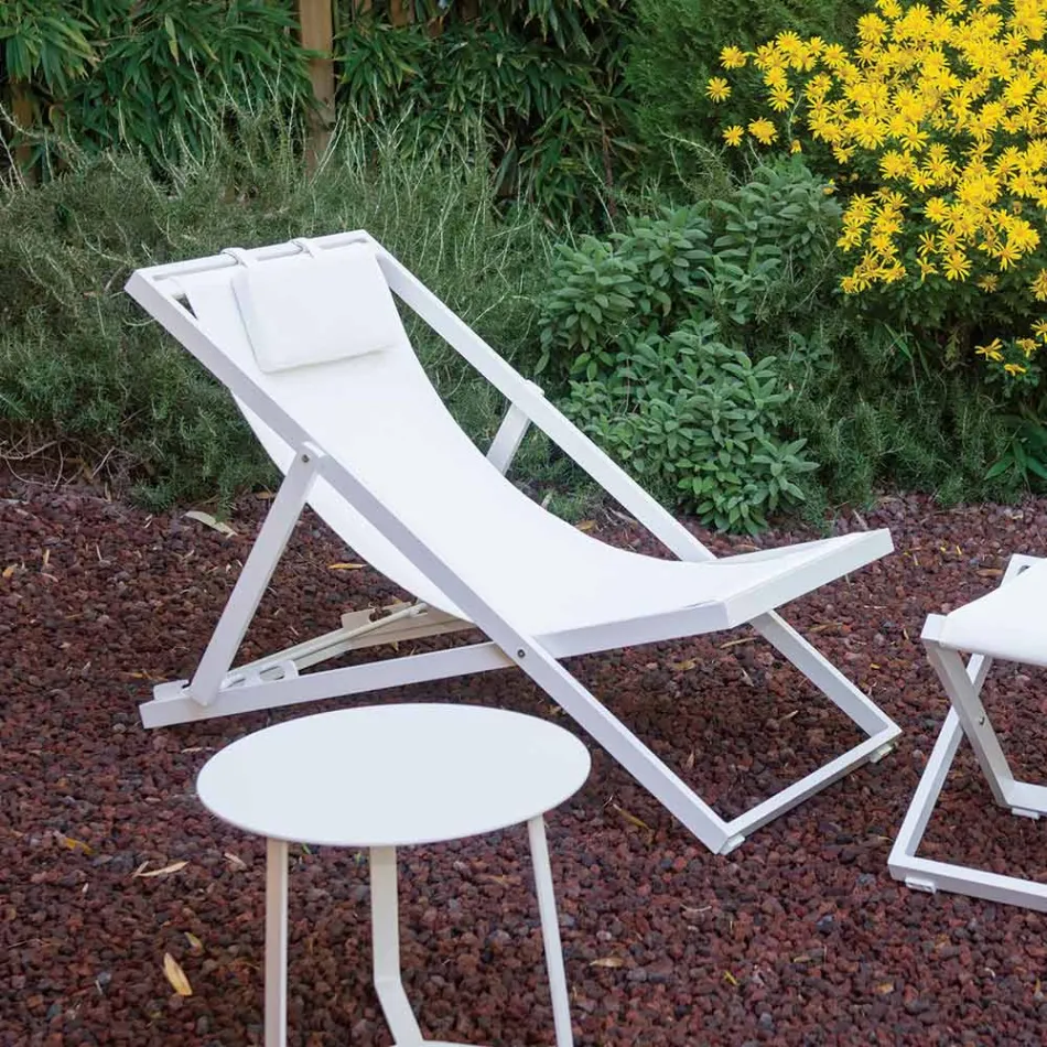Garden Lounger in Painted Aluminum and Textilene, 2 Pieces - Jhonathan Viadurini