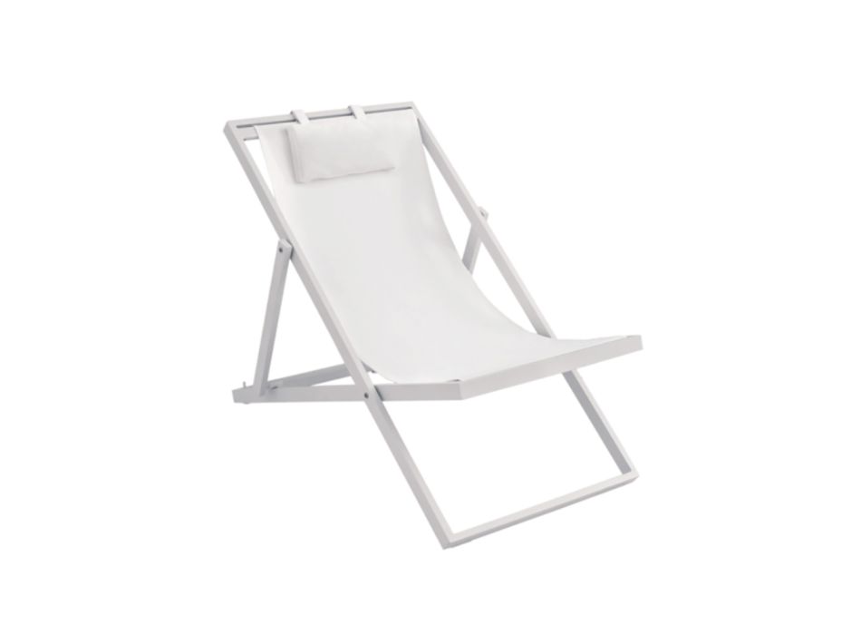 Garden Lounger in Painted Aluminum and Textilene, 2 Pieces - Jhonathan Viadurini