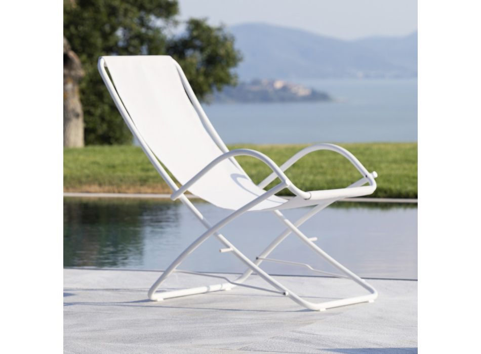 Folding Garden Deck Chair in Galvanized Steel Made in Italy 2 Pieces - Hobbit Viadurini