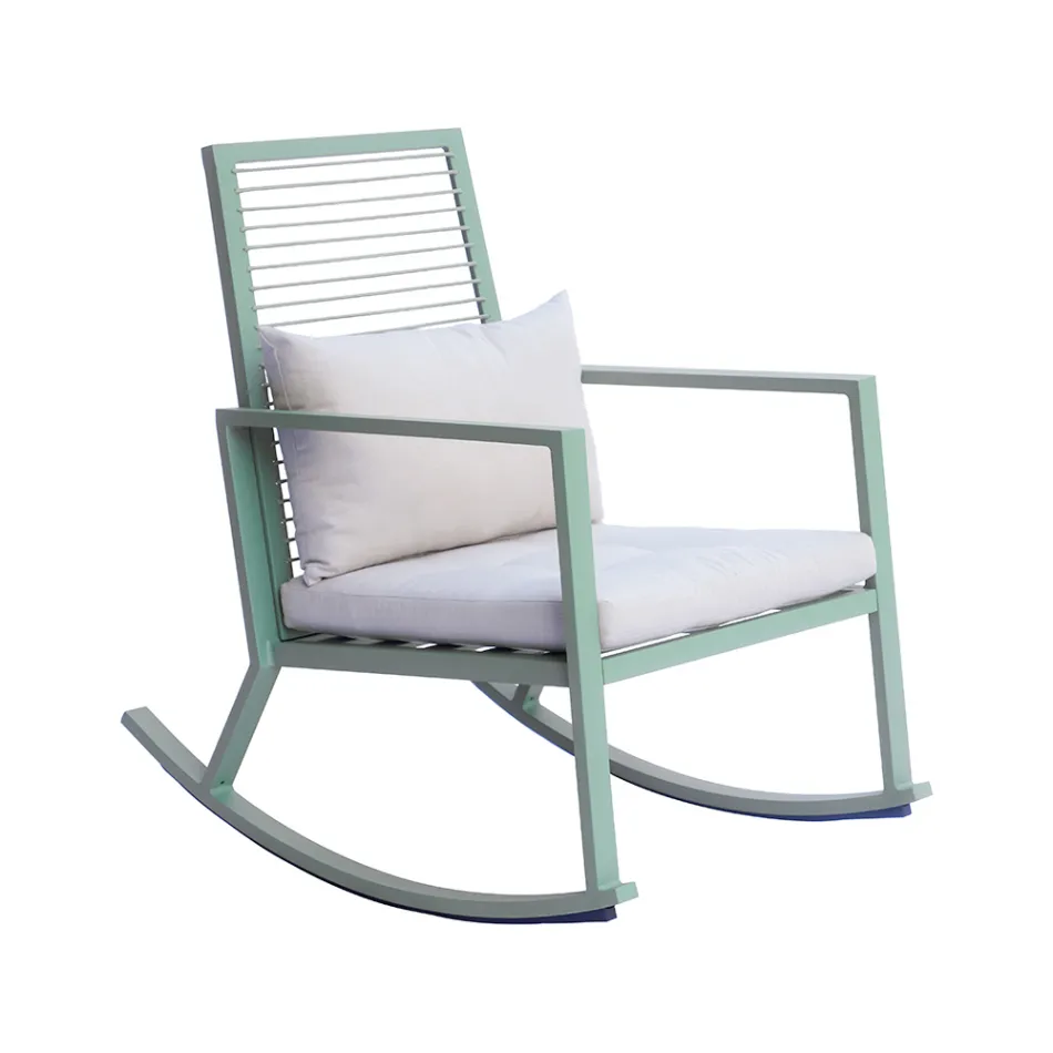 Outdoor Aluminum Rocking Chair with Padded Cushion - Brontolo Viadurini