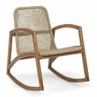 Outdoor Rocking Chair in Teak Wood and Synthetic Fiber Weaving - Tosca Viadurini