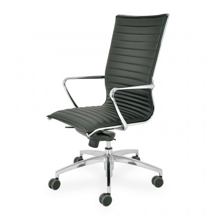 High Office Chair with Wheels and Ergonomic and Swivel Cushion - Filanna Viadurini