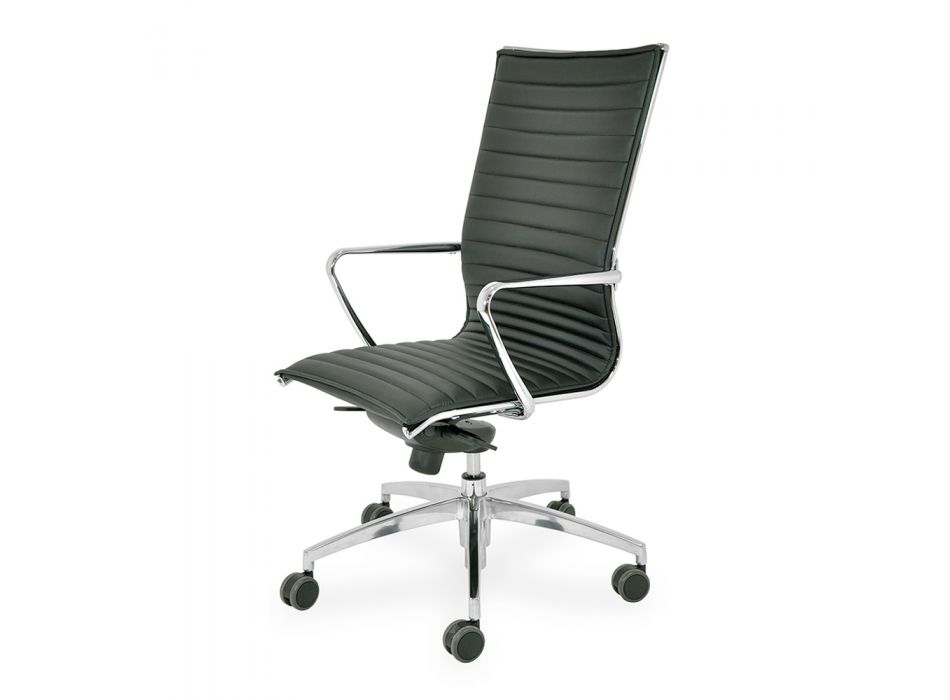 High Office Chair with Wheels and Ergonomic and Swivel Cushion - Filanna Viadurini