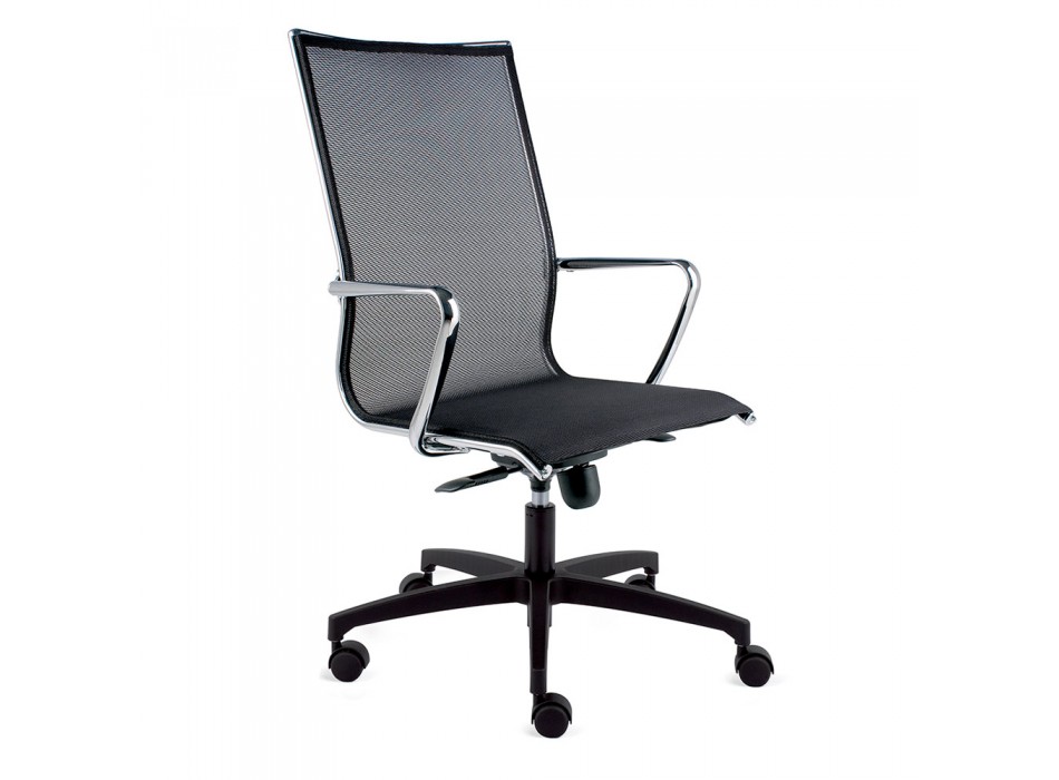 High Ergonomic Swivel Office Chair with Wheels and Armrests - Filanna Viadurini