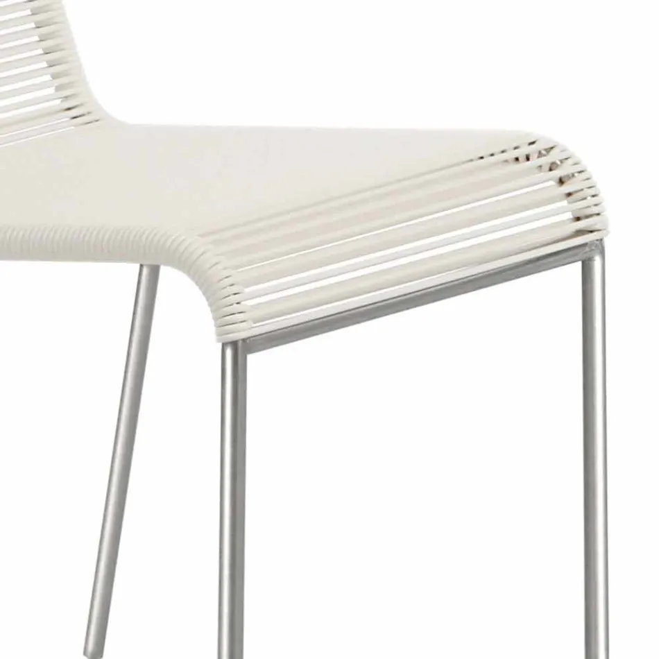 White Design Outdoor Chair in Steel and PVC Made in Italy - Madagascar Viadurini