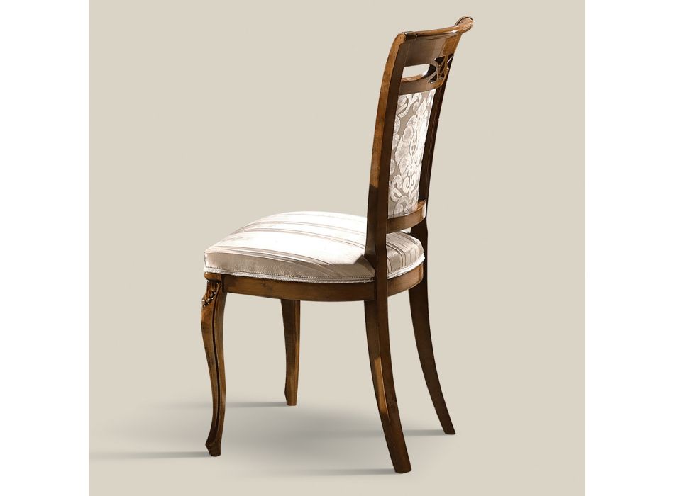 Classic Upholstered Chair in Walnut or White Wood Made in Italy - Caligola Viadurini