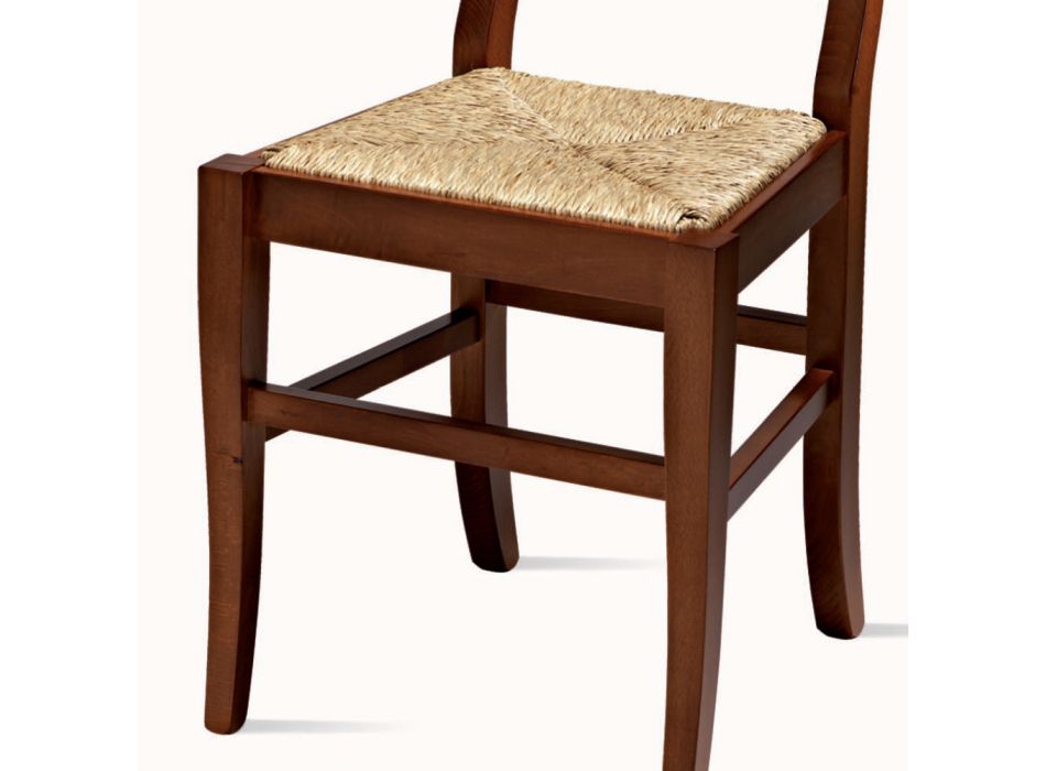 Classic Chair in Beech Wood and Straw Made in Italy Design - Claudie