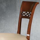 Classic Chair in Beech Wood with Decorated Back and Ecoleather - Milissa Viadurini