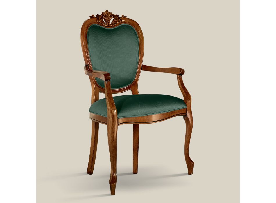 Classic Chair in Walnut or Gold Upholstered Wood Made in Italy - Imperator