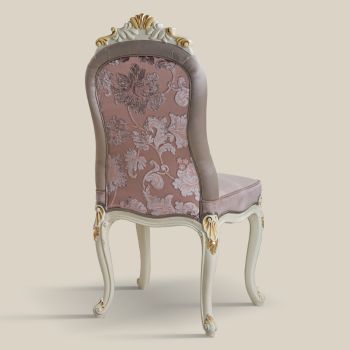 Classic Chair White Wood and Upholstered Fabric Made in Italy - Baroque