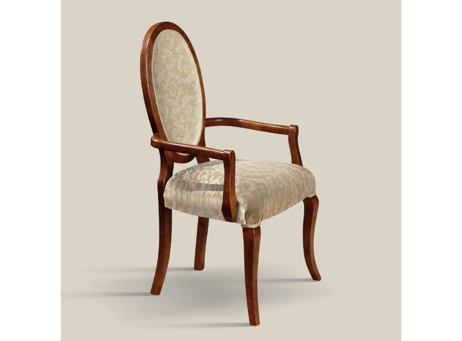 Classic Chair Wood and Fabric With or Without Armrests Made in Italy - Ellie Viadurini