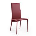 Chair Completely Upholstered in Burgundy Leather Made in Italy - Tazza