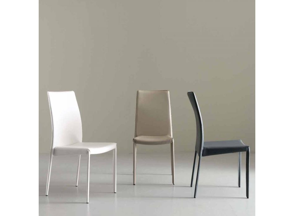Chair Fully Upholstered in Imitation Leather, Modern- Eloisa