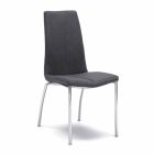 Chair with chromed metal base and covered with imitation leather Ilda, 4 pz Viadurini