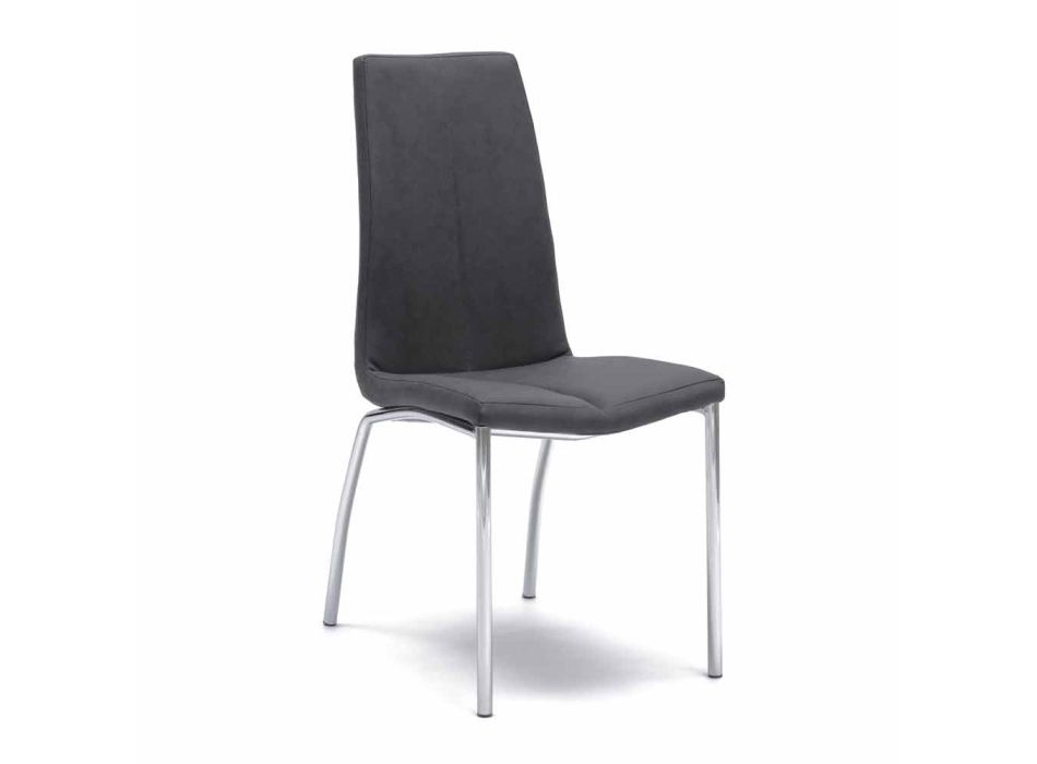 Chair with chromed metal base and covered with imitation leather Ilda, 4 pz