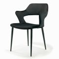 Chair with Fully Upholstered Armrests and Steel Legs - Ravenna