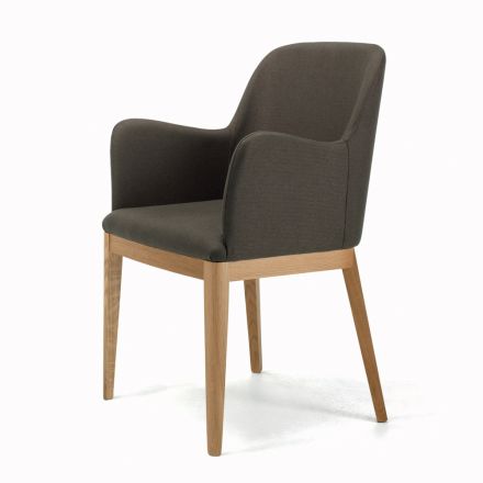 Chair with Armrests with Wooden Legs and Padded Seat Made in Italy - Bari Viadurini