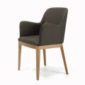Chair with Armrests with Wooden Legs and Upholstered Seat Made in Italy - Bari