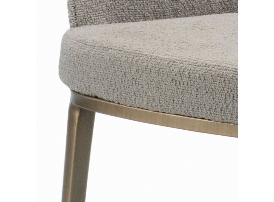 Chair with Armrests with Upholstered Seat and Steel Legs Made in Italy - Ascoli Viadurini