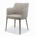 Chair with Armrests with Upholstered Seat and Steel Legs Made in Italy - Ascoli